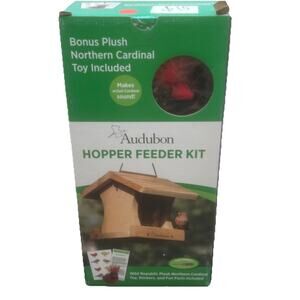 Audubon Hopper Feeder Kit with Wild Republic Plush Cardinal Toy. {B2}.